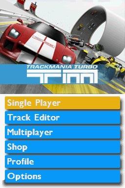 TrackMania Turbo title screen for Nintendo DS