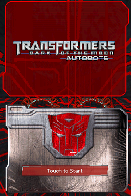 Transformers: Dark of the Moon Autobots title screen for Nintendo DS