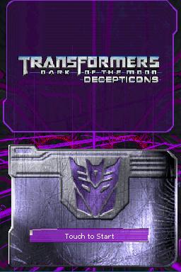 Transformers: Dark of the Moon Decepticons title screen for Nintendo DS