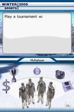 Winter Sports 2009 title screen for Nintendo DS