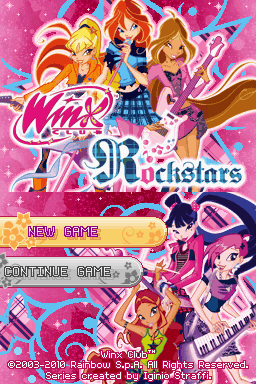 Winx Club: Rockstars title screen for Nintendo DS