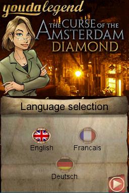 Youda Legend: The Curse of the Amsterdam Diamond title screen for Nintendo DS