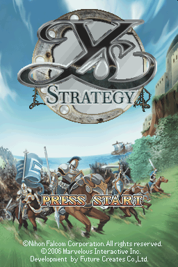 Ys Strategy title screen for Nintendo DS