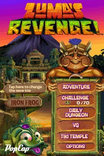 Zuma's Revenge title screen for Nintendo DS