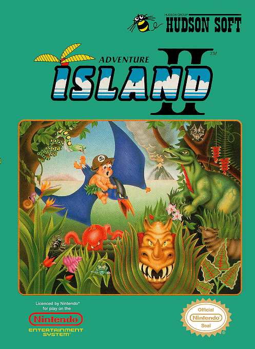 Adventure Island II box art for NES