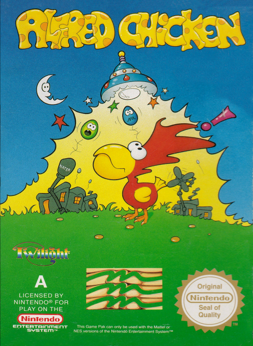 Alfred Chicken box art for NES
