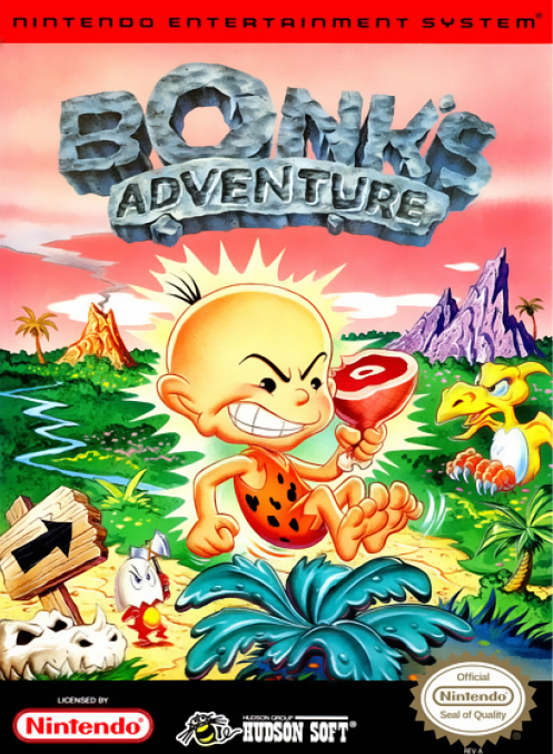 Bonk's Adventure box art for NES