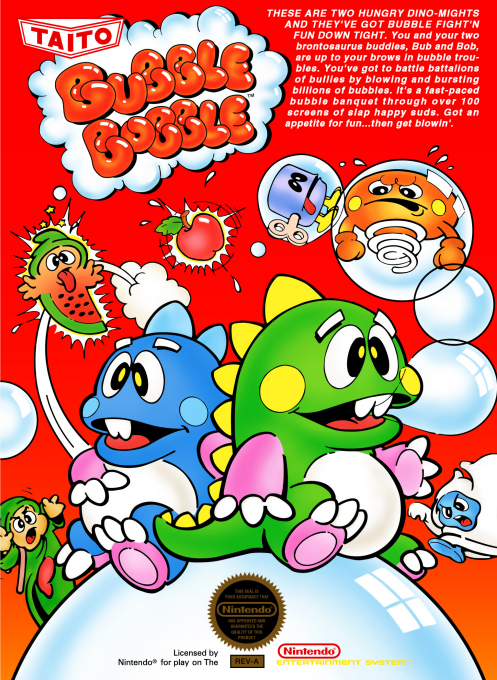 Bubble Bobble box art for NES