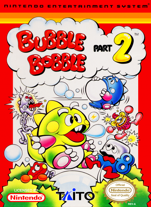 Bubble Bobble Part 2 box art for NES
