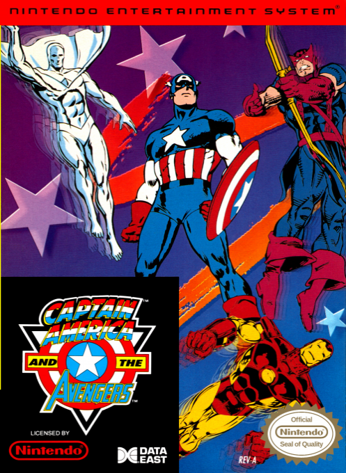 Captain America and the Avengers box art for NES
