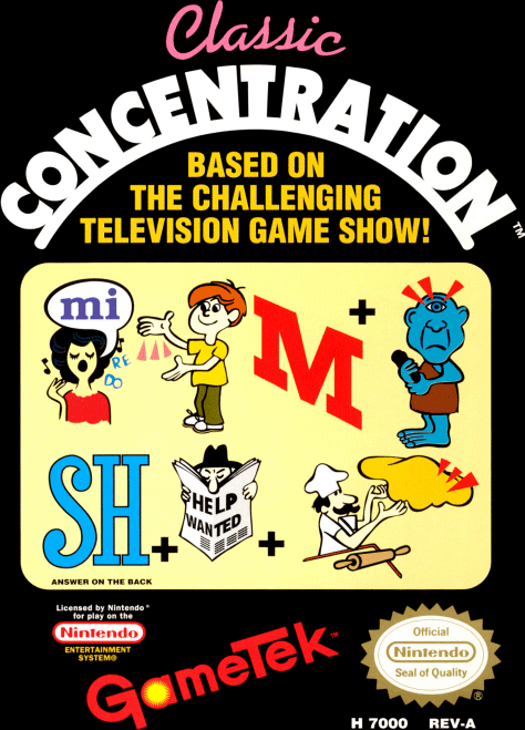 Classic Concentration box art for NES