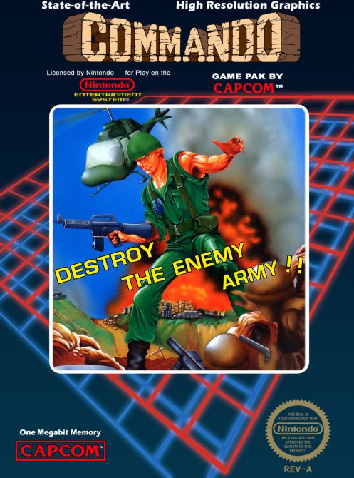 Commando box art for NES