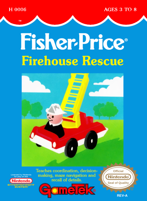 Fisher-Price Firehouse Rescue box art for NES