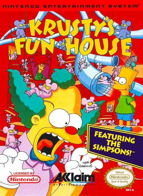 Krusty's Fun House box art for NES