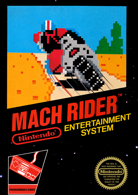 Mach Rider box art for NES