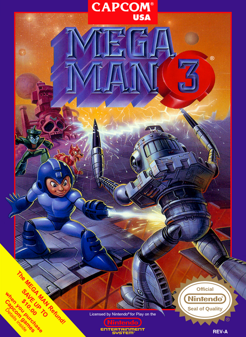 Mega Man 3 box art for NES