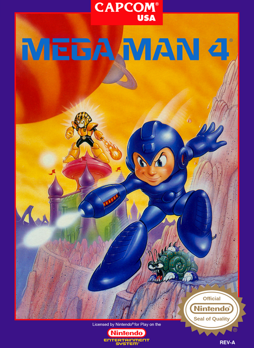 Mega Man 4 box art for NES