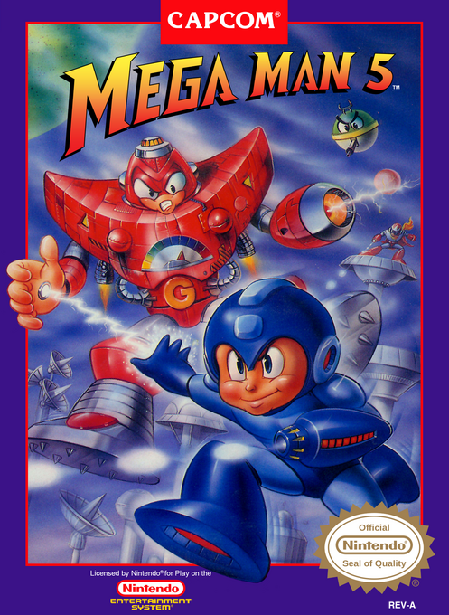 Mega Man 5 box art for NES