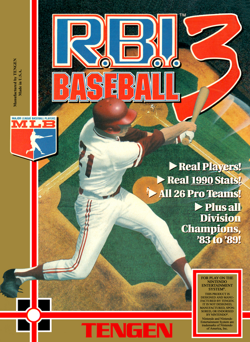 RBI Baseball 3 box art for NES