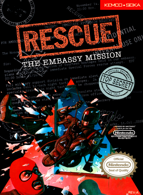 Rescue the Embassy Mission box art for NES
