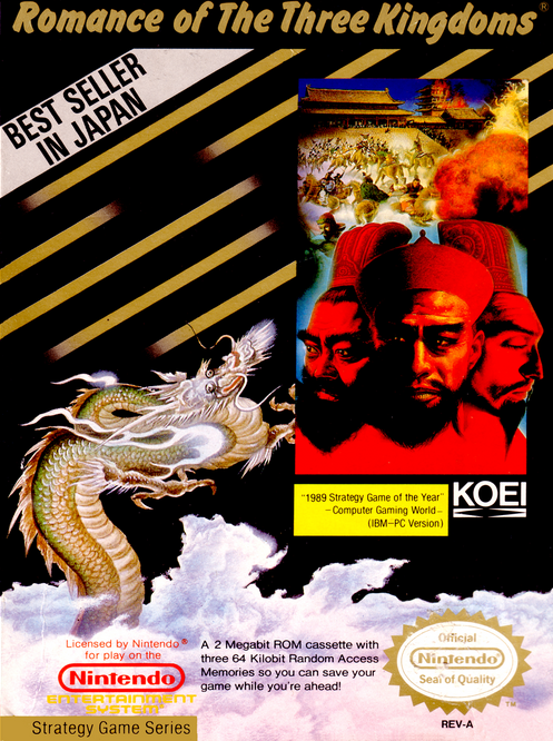 Romance of the Three Kingdoms box art for NES