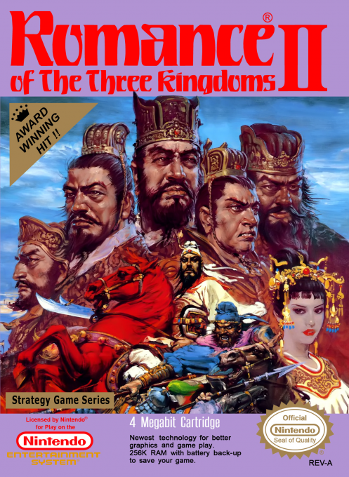 Romance of the Three Kingdoms II box art for NES