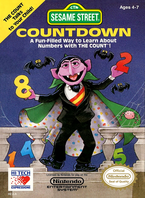 Sesame Street Countdown box art for NES