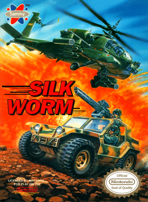Silk Worm box art for NES