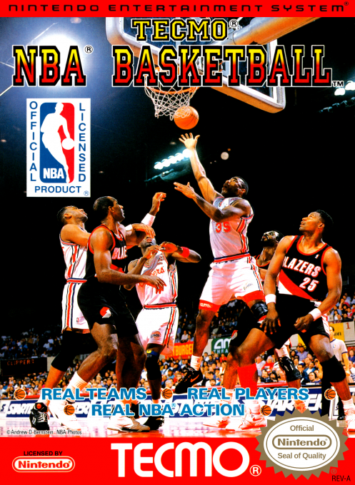 Tecmo NBA Basketball box art for NES