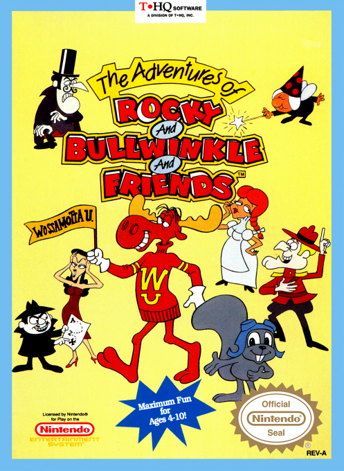The Adventures of Rocky and Bullwinkle and Friends box art for NES