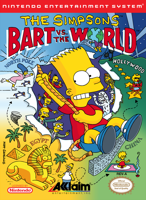 The Simpsons Bart vs the World box art for NES