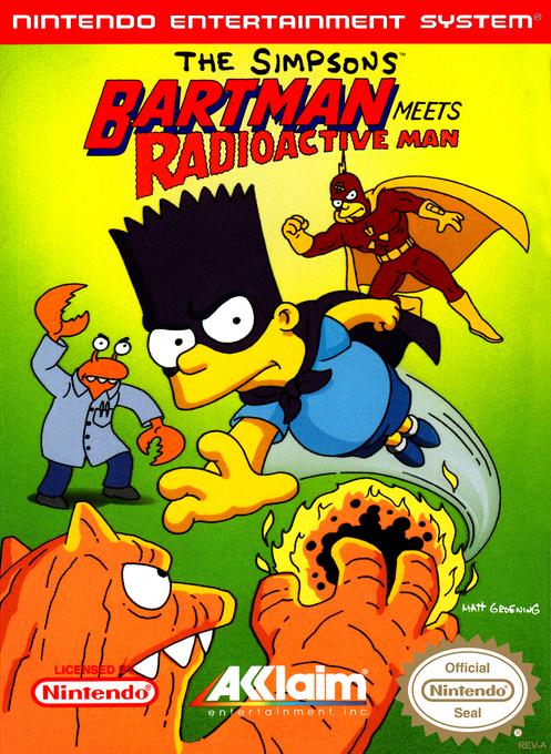 The Simpsons Bartman Meets Radioactive Man box art for NES