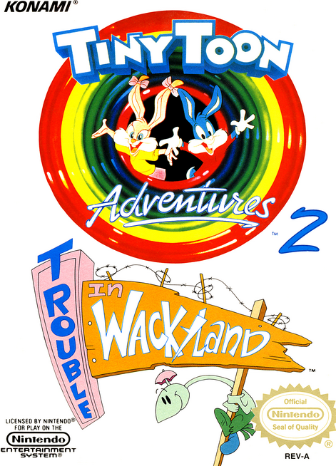 Tiny Toon Adventures 2 Trouble in Wackyland box art for NES