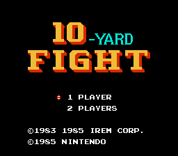 10-Yard Fight [5 Screw] title screen for NES