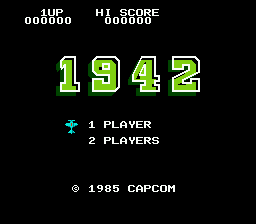 1942 title screen for NES