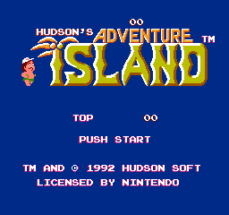 Adventure Island in the Pacific title screen for NES