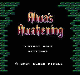 Alwa's Awakening title screen for NES