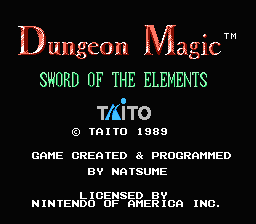 Dungeon Magic title screen for NES
