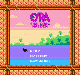 Eyra The Crow Maiden title screen for NES