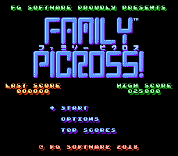 Family Picross [Homebrew] title screen for NES