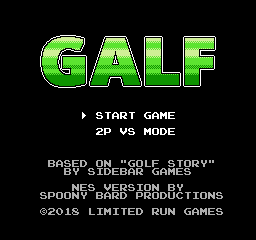 Galf title screen for NES