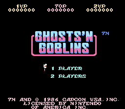 Ghosts 'n Goblins title screen for NES