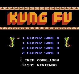 Kung Fu [5 Screw] title screen for NES