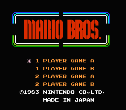 Mario Bros. [Silver Box] title screen for Famicom