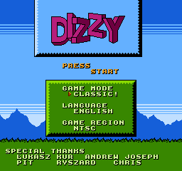 Mystery World Dizzy title screen for NES