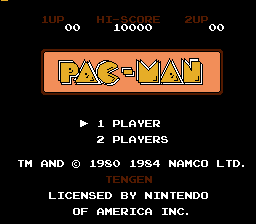 Pac-Man (Namco) title screen for NES