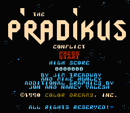 P'Radikus Conflict [Black] title screen for NES