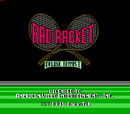 Rad Racket: Deluxe Tennis II title screen for NES