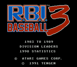 RBI Baseball 3 title screen for NES