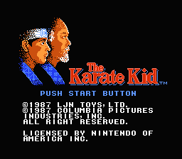 The Karate Kid title screen for NES